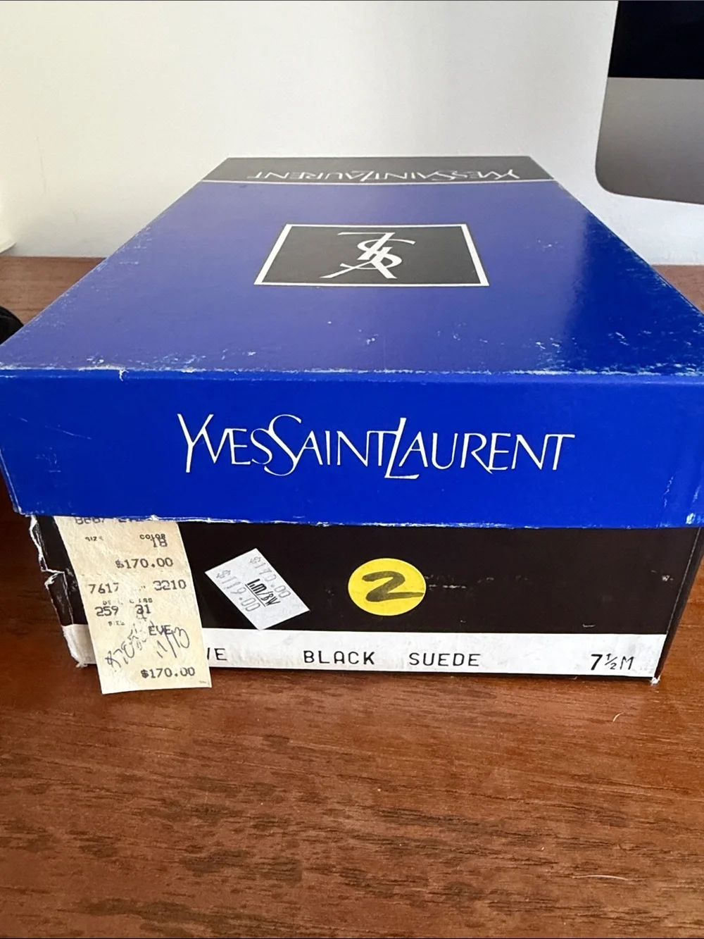 Yves Saint Laurent Black Suede Mid Block Heel loafer